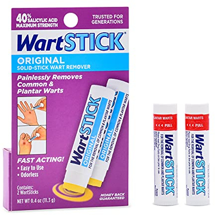 WartStick Maximum Strength Salicylic Acid Solid-Stick Common and Plantar Wart Remover 2 Pack, 0.4 Oz