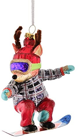 Gift Company - Christbaumschmuck, Hänger - Rentier mit Snowboard - Maße (LxHxT): 11 x 13 x 6 cm
