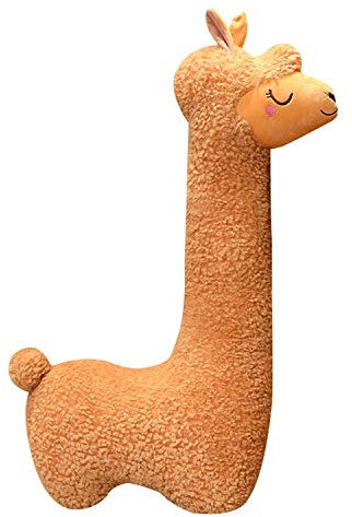 100 cm alpacka gosig leksak, alpacka mjuk leksak med lång hals, mjuk alpacka-kudde, mjuk leksak med lång hals, mjuk alpacka-plyschleksak, soffkudde kudde tecknade fyllda dockor (brun, 100 cm)