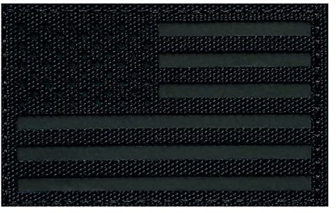 Reflekterande USA-flagga patch infraröd IR USA amerikansk flagga lapp broderad krok ögla fästelement baksida emblem 5 cm x 8 cm (USA-flagga-svart+grå)