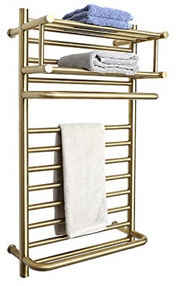 SHUGUANG Calentador de Toallas Pared Oro Cepillado Toallero Eléctrico Baño 304 Acero Inoxidable Toallero Calentado 170W Bajo Consumo Radiador Calientatoallas de Toallero,Hardwired,Type B