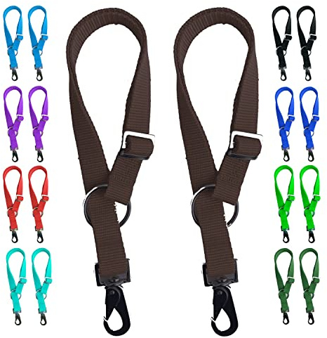 Majestic Ally Pack of 2 Horse Water Bucket Strap Hangers - Adjustable 18” to 30” length – Practical and Easy Design for Indoor or Outdoor Use (Chocolate)