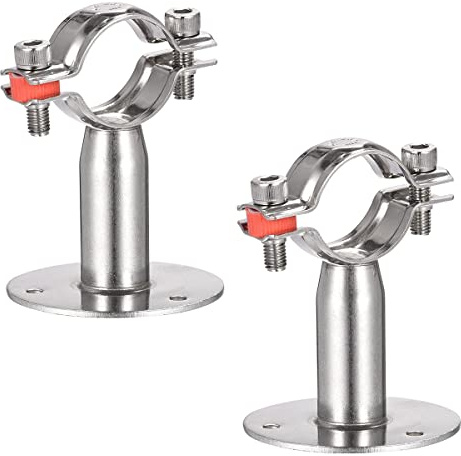 Hsthe Sea Soporte de tubo de montaje en techo de montaje en pared, (Φ25-27 mm) Clip de soporte ajustable de acero inoxidable, ideal para fijación de tuberías, tubos o postes