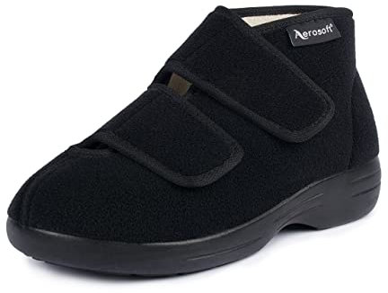 Aerosoft kardborreband, stretch, 13, kvinnor, män, tofflor, bred, G-H utbytbar fotbädd, svart, 40 EU