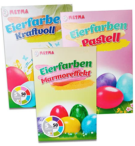 itenga 3er Pack Oster Eier Farben Marmoreffekt + Kraftvoll bunte + Pastell Töne