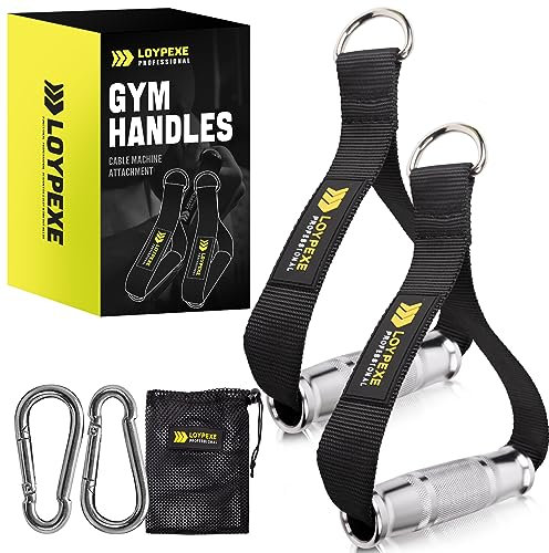 Exercise Handle,LOYPEXE Heavy Duty Cable Handles Gym Equipment Aluminum Alloy Grip Attachments for Cable Machine Pulleys Replacement Resistance Band Workout Handles Grip Home Gym Add On Accessories