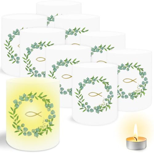 20 Pcs Candle Light Sleeve Tubes Fish Tea Lights Cover, Fish Shape Tea Light Candle Cover, Suitable for Holy Communion Table Decoration, Dinner Party Lantern Decoration, Christening Confirmation