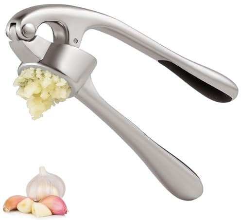 E-HORDE Spremiaglio Professionale Trita Aglio in Acciaio Inox Schiaccia Aglio Spremiaglio da Cucina, Pressa-aglio, Frantoio per Zenzero per Casa, Cucina, Gadget