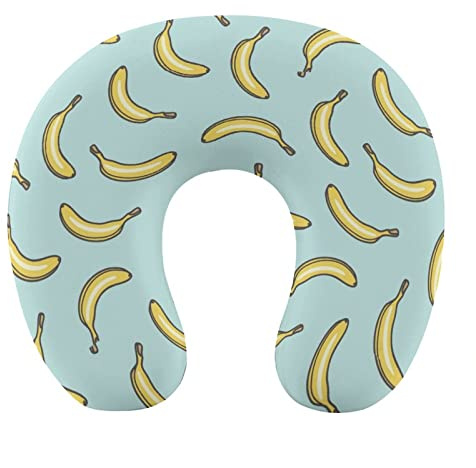 Oudrspo Oreiller de Voyage, Oreiller Cervical Banane Jaune pour Voyager, Oreiller de Soutien Portable en Mousse à mémoire de Forme, Coussin de Repos pour Dormir