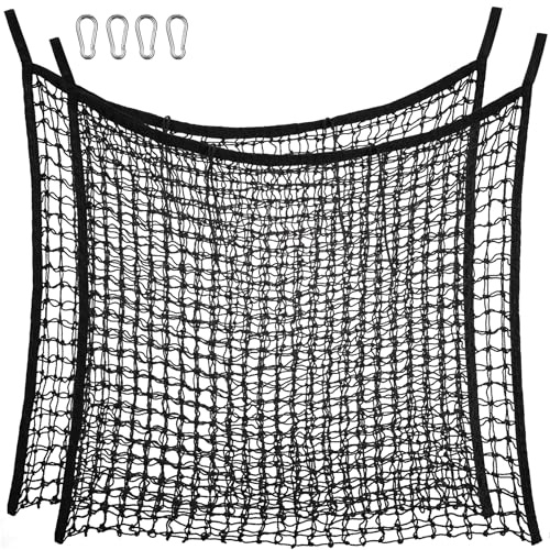 Navaris Red Henera para Caballo - 2X Comederos para Caballos Capacidad 10 kg - con 4 Mosquetones de Hierro - Redes Comedero de Heno y Pienso de 80 x 90 cm para Caballos - Negro