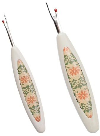 URROMA White Vintage Seam Rippers, 2pcs Handmade Seam Ripper Rust Remover Retro Stitching Antique Seam Rippers Embroidery