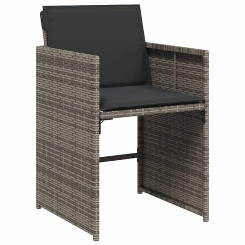 vidaXL Gartenstühle mit Kissen 4 STK. Grau Poly Rattan