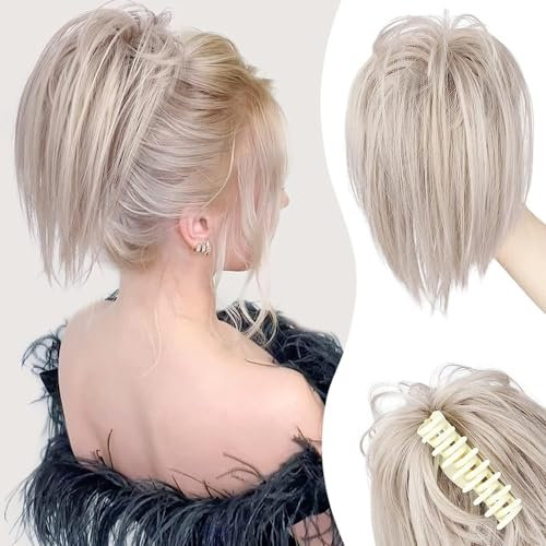 HSAJS Coda di Cavallo Effetto Fontana Clip Posticcio Capelli Sintetici Naturale Acconciatura Alta Coda Elegante Accessorio Parrucchino