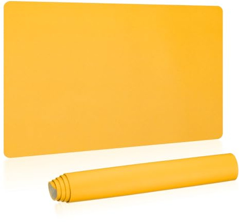 PATIKIL Schreibtischunterlage 60 x 33 cm, Rutschfeste Wasserdichte PU-Leder Schreibtisch unterlage Groß Schreibtischunterlagen Tischunterlage Schreibtisch Desk Mat, Gelb