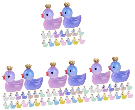 Vaguelly 64stücke Miniatur Glühende Entenfigur Teiliges Dekorative Mini Entenstatue Für Garten Balkon Puppenhaus Und Cakes Leuchtende Deko Für Zuhause Farben