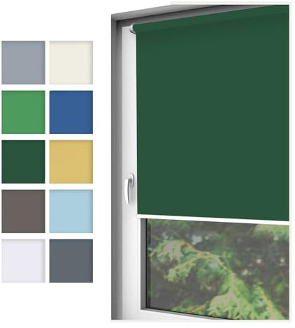Home-Vision® Rollo Klemmfix, ohne Bohren, Fensterrollo mit Seitenzug, einfache Montage ohne Werkzeug, Moderne Fensterdeko(Nebbia Dunkelgrün, B70cm x H220cm)