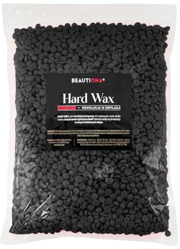Beautiona Natürliches Hartwachs in Drops für die Enthaarung, Enthaarung ohne Wachsstreifen Gesicht Augenbrauen Arme Beine Bikini, Enthaarung für alle Hauttypen (1 000 g, Schwarz)