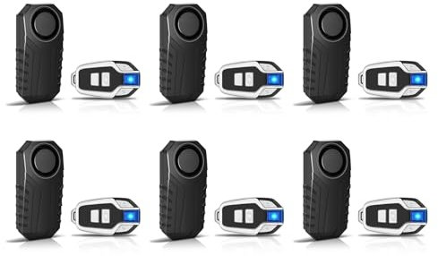 NineLeaf 113db Bicycle Alarm, Bike Alarms for Ebikes, Bicycle Alarm System Anti Theft, IP65 Waterproof, 7 Levels of Sensitivity, Easy Installation, for Bicycles, Electric Bicycles, Motorcycle, 6PK