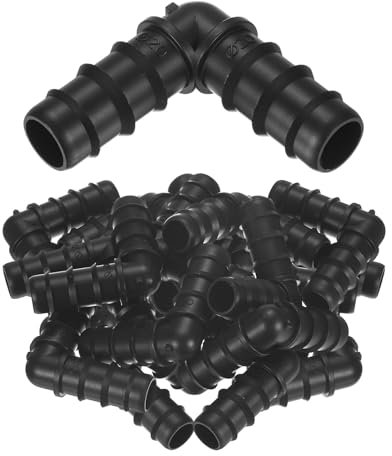 M METERXITY 25-Pack Drip Irrigation Barbed Fittings, for 1/2 Inch Elbows Tubing Connector Plastic Coupling Irrigation Parts for Garden/Greenhouse/Aquarium/Flower Pot, Drip Pipe Accessories
