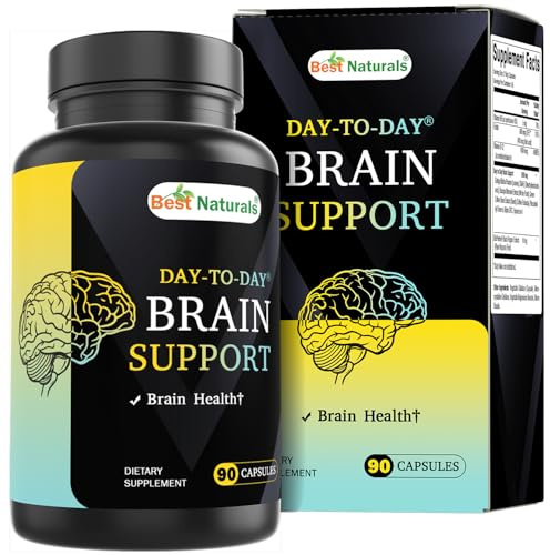 Best Naturals Day-to-Day Brain Support Supplement with Ginkgo Biloba, DMAE, Bacopa, Green Coffee, Phosphotidyl Serene, Alpha GPC, Huperzine A, Folate, B6, & B12 90 Veg Capsules