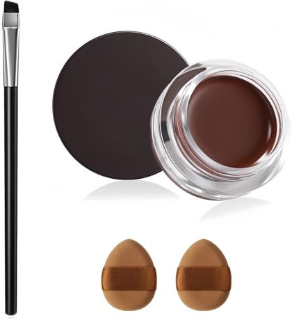 ZWWOGE Gel Eyeliner,In Crema a Lunga Durata Impermeabile, Pigmenti ad Alta Intensità Trucco per Eyeliner a Prova di Sbavature, Waterproof con Pennelli Marrone,con 2 soffi in polvere