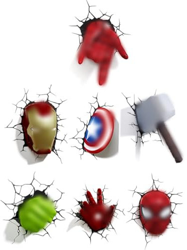 HSKRKOW 7 Pezzi Supereroe Adesivo Da Parete Supereroe, Speidermann Adesivi Murali Bambini Per Cameretta Dei Bambini, H-Ulk Spi-Der Carta Da Parati Bambini