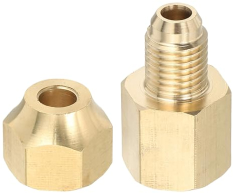 PATIKIL Conector De Latón Para Tuberías, Reductor De 1/4G Hembra x 1/4 Macho Cono SAE 45 Grados Extensión De Tubería De Latón Para Línea De Gas De Aire Acondicionado Refrigeración