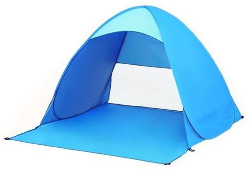 HyAdierTech Strandmuschel Pop Up, Tragbares Automatisches Wasserdichtes Schattenzelt, UPF 50+ Strandzelt für 1-3 Persone, Pop-up Wasserdicht tragbar Wurfzelt, Beach Zelt für Camping Garten Strand