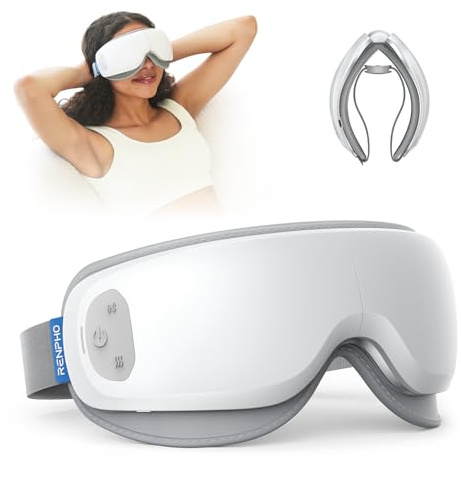 RENPHO Eyeris Masque de massage des yeux avec chaleur, masque chauffant et silencieux pour les migraines, masseur du visage pour soulager les yeux secs, cadeau d'anniversaire pour homme et femme