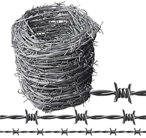 Barbed Wire | Galvanized Steel | Ideal for Security Fencing, Livestock | Home & Garden Fences | Strong 1.7/1.8/2.3/2.5/2.8Mm Thick Wire | Includes Carry Tub,2.5mm,200m(656ft）