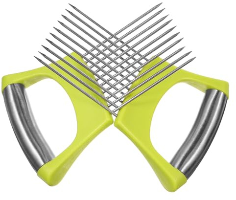 MOKKHNB 2 Pezzi Affettacipolle Acciaio Inossidabile Strumento Multifunzionale per Verdure e Utensile Resistente Preparazione Veloce Dei