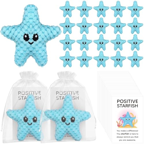 60PCS Employee Appreciation Gifts Bulk Crochet Starfish Gifts with Cards