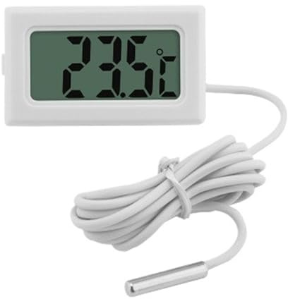 Termometro Ambiente Mini termometro Digitale con sonda Impermeabile Comodo sensore di Temperatura for Interni ed Esterni for Frigorifero, Frigorifero, Acquario(White 1m Line)