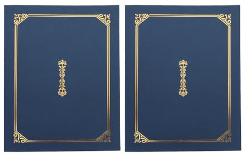 TEHAUX 2 Stück Urkundenmappe A4 für Zeugnisse, Zertifikatshülle aus Karton mit Goldfolie Rahmen für Dokumentenschutz, Klassischer Diplomhalter Ordner für Abschlussfeiern und Unternehmensehrung, Dunkel