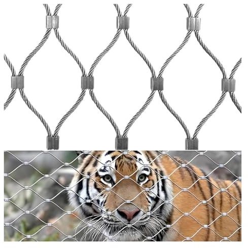 Qulamrdk 304 Filet Corde en Acier Inoxydable, Treillis Métallique Multifonctionnel, Cloture Jardin, Grillage Rigide, Filet Sécurité pour Garde-Corps D'extérieur(0.8x20m/2.62x65.6ft)