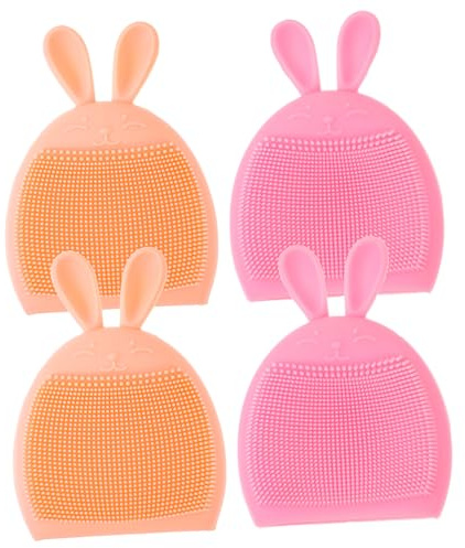 SOLUSTRE 4 Stück-Pack Silikon Gesichtsreinigungsbürsten Cartoon Gesichtsreiniger für Sanfte Reinigung Peeling mit Massagefunktion