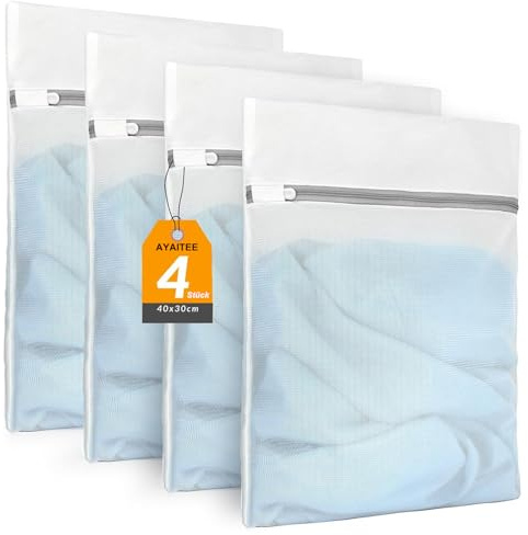4 Stück Wäschenetz, Wäschenetz für Waschmaschine, Wiederverwendbarer Wäschesack Waschmaschine, Wäschebeutel Reise Mit Reißverschluss, Wäschesäcke für Bluse, Unterwäsche, Mäntel, Jeans (30x40cm)
