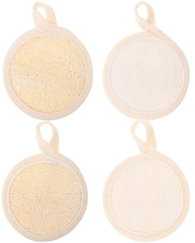 Garneck 4 Stück Gesichtspeeling Pads aus Natürlichem Luffa Sanfter Gesichtsschwamm mit Weicher Textur Hautfreundlich und Wiederverwendbar Geeignet für Frauen und Tiefenreinigung zu Hause