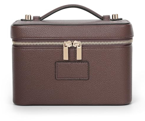 RuiDay Vanity Maquillage en Cuir Femme, Trousse de Maquillage Voyage avec Compartiment Amovible, Trousse de Toilette Imperméable Portable