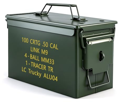 Trucky Munitionsbox Ammo Box 31x16x19 cm Metallkiste Munitionskiste Metallbox Aufbewahrungsbox mit Deckel Army Grün Metall