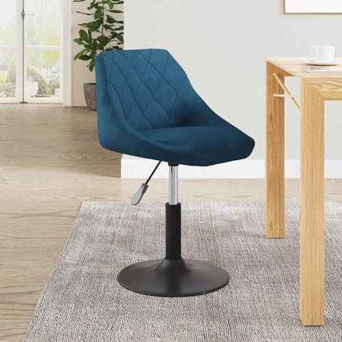 Sinkzol Matrumsstol, blå, sammet med armstöd, höjdjusterbar stoppstol med stålram, vridbar skålstol för matsal, kök, vardagsrum, ergonomisk sittkomfort