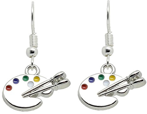Bluebubble COLOUR MY WORLD Silver Paint Palette Dangle Earrings on Gift Card