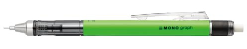 Tombow MONO graph Druckbleistift 0,7 mm, neongrün, HB, präzises Zeichnen mit 4-mm-Spitze, Schüttel-Mechanismus, inkl. nachfüllbarer Radierer [SH-MG63-R7]