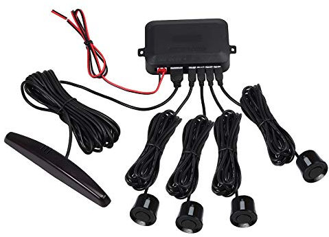 AUTOUTLET Radar de Recul Voiture Capteurs de Stationnement de Voiture arrière Réversibles avec 4 Capteurs Noirs pour Voitures Affichage à LED DC 12V 22mm