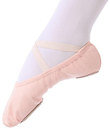 Chaussures de Danse Classique Chausson de Danse Toile Demi Pointe Pantoufle de Ballet Chaussure de Ballet pour Fille Enfants Femme (Rose, Numeric_26)