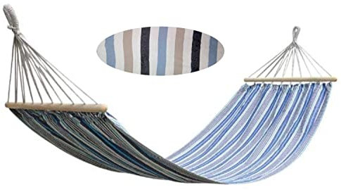 BURI Hängematte 200x90cm Hängeliege Stabhängematte Sonnenliege Gartenhängematte, Farbe:breit gestreift