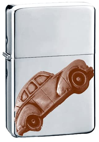 Klassisches britisches Auto Javelin ref106 Kupfer-Effekt Design auf einem Flip-Top-Benzinfeuerzeug, winddicht, Silber nachfüllbar