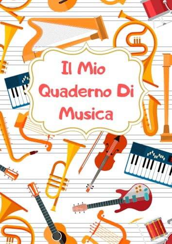 Il mio quaderno di musica pentagrammato: per bambini, formato grande, 6 pentagrammi per pagina con pentagramma grande