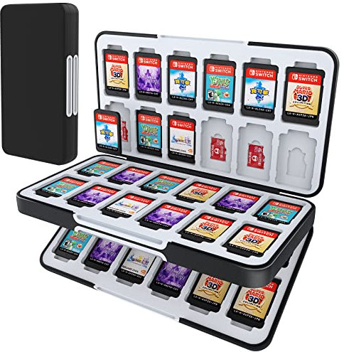 HEIYING Game Card Case for Nintendo Switch 2 / Switch OLED,Black Portable Memory Storage Games Holder with 48 Game Card Slots and 24 Micro SD Cards Slots