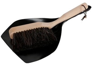 BURI Metall-Kehrblech mit Handfeger Buchenholz Pferdehaar Handfeger Kehrschaufel